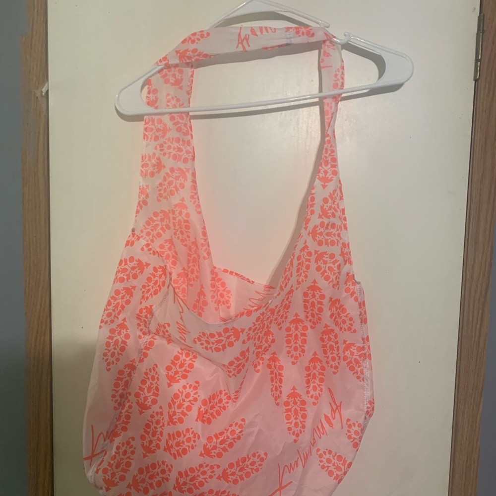 Free People FP Movement Reusable Large White & Red Tote Bag Nylon Crossbody